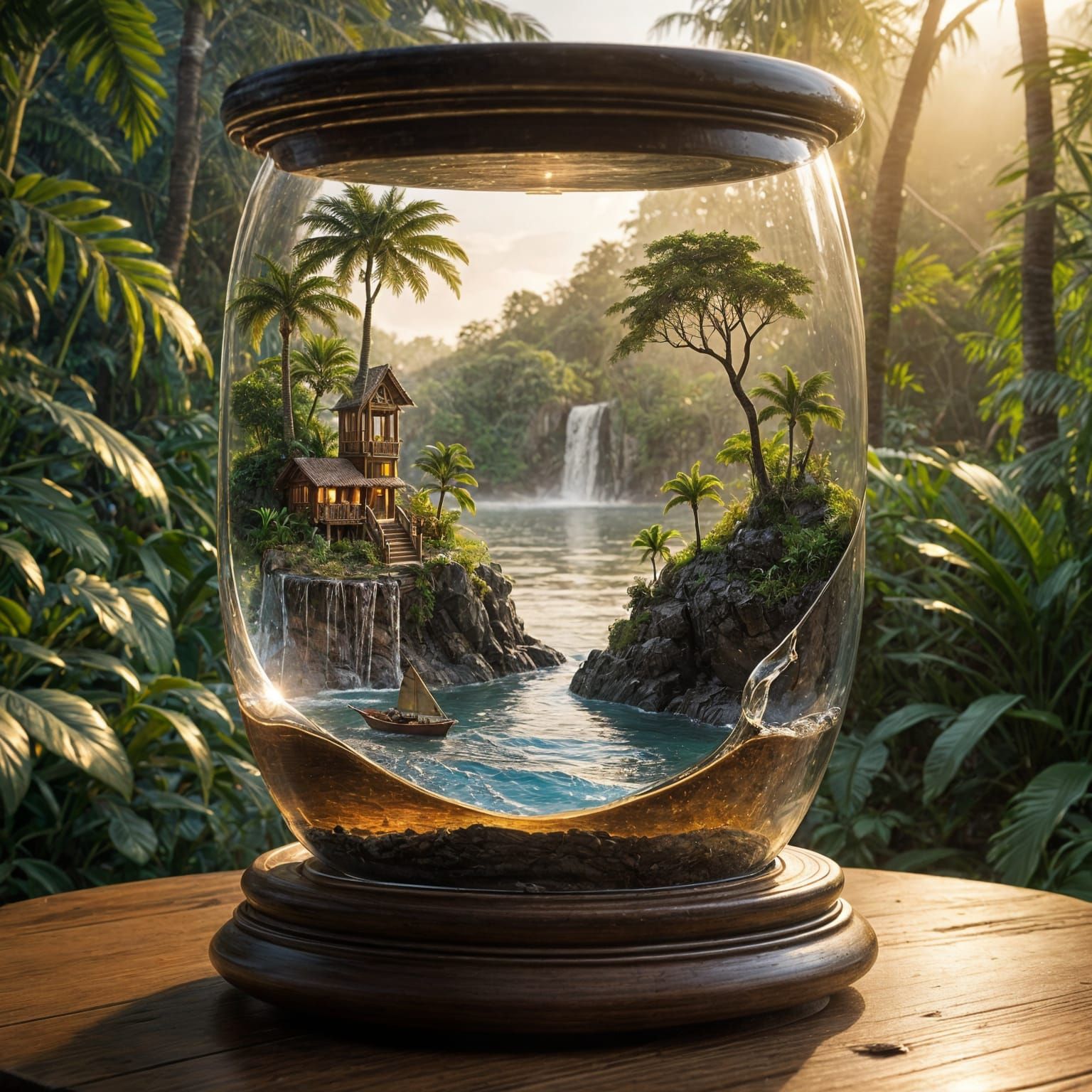 Realistic Miniature Scenes Inside an Hourglass