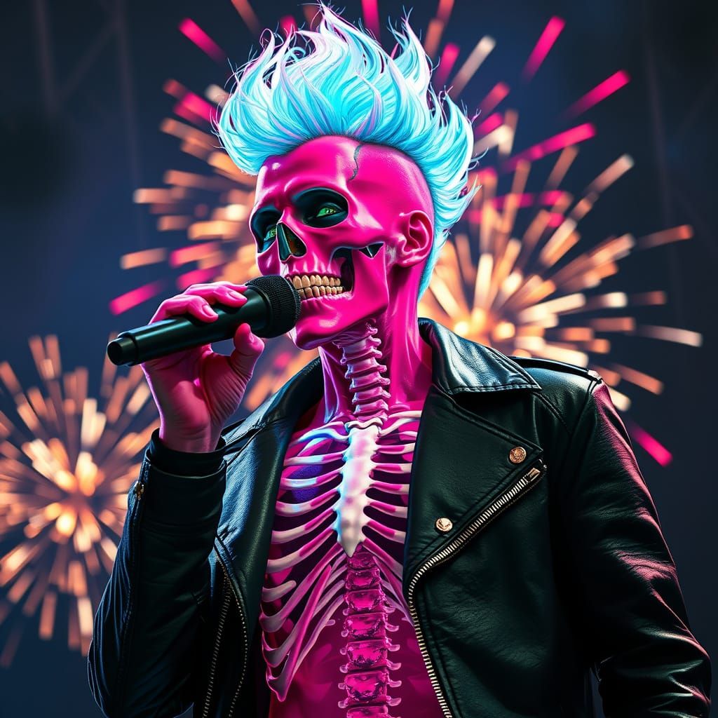 Translucent Singer on Stage in Street Art Style