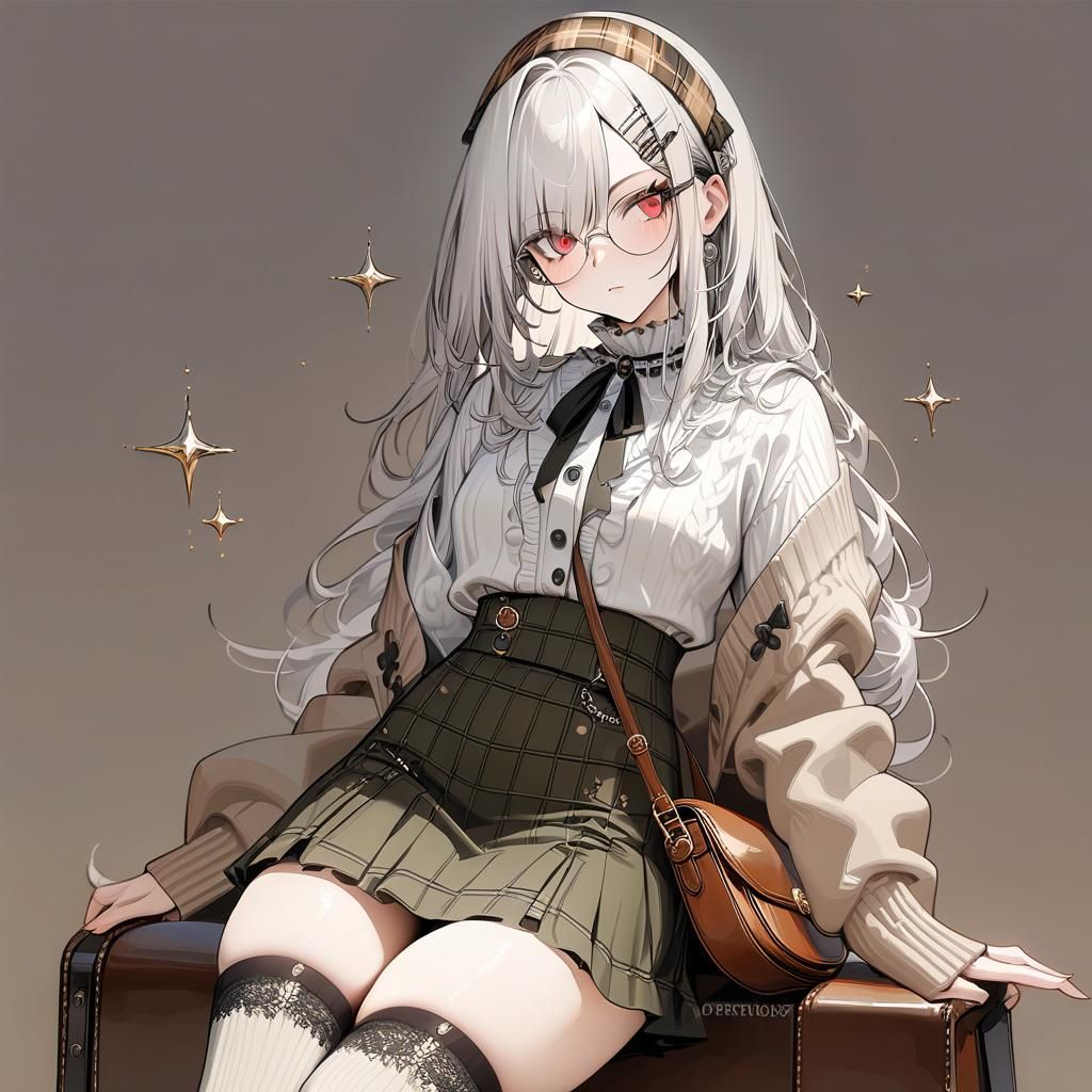 Girl with White Hair and Red Eyes