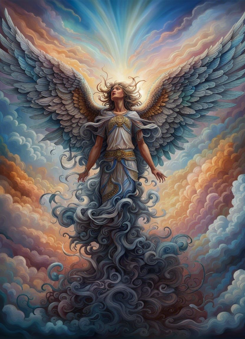 Mystic Angel Merging with Enchanted Sky