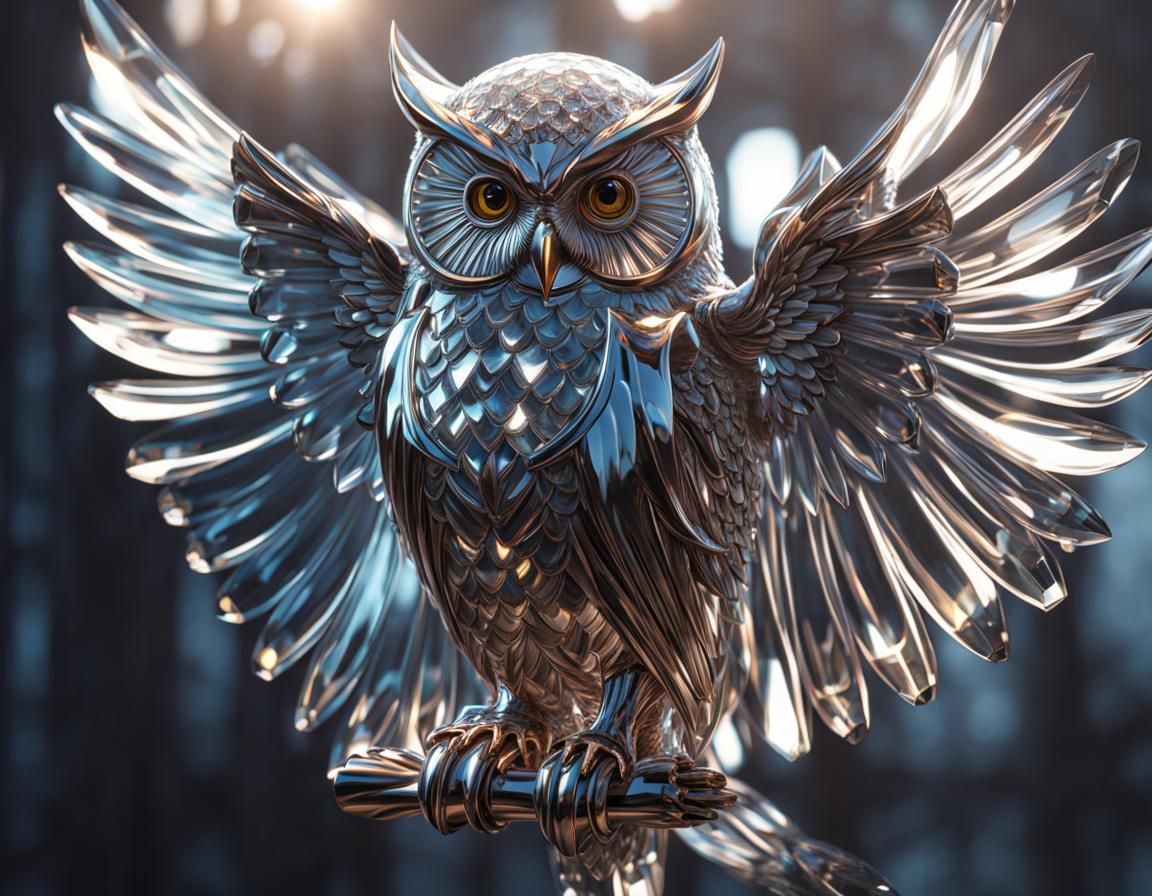Stunning Crystal Owl: A Transparent Masterpiece