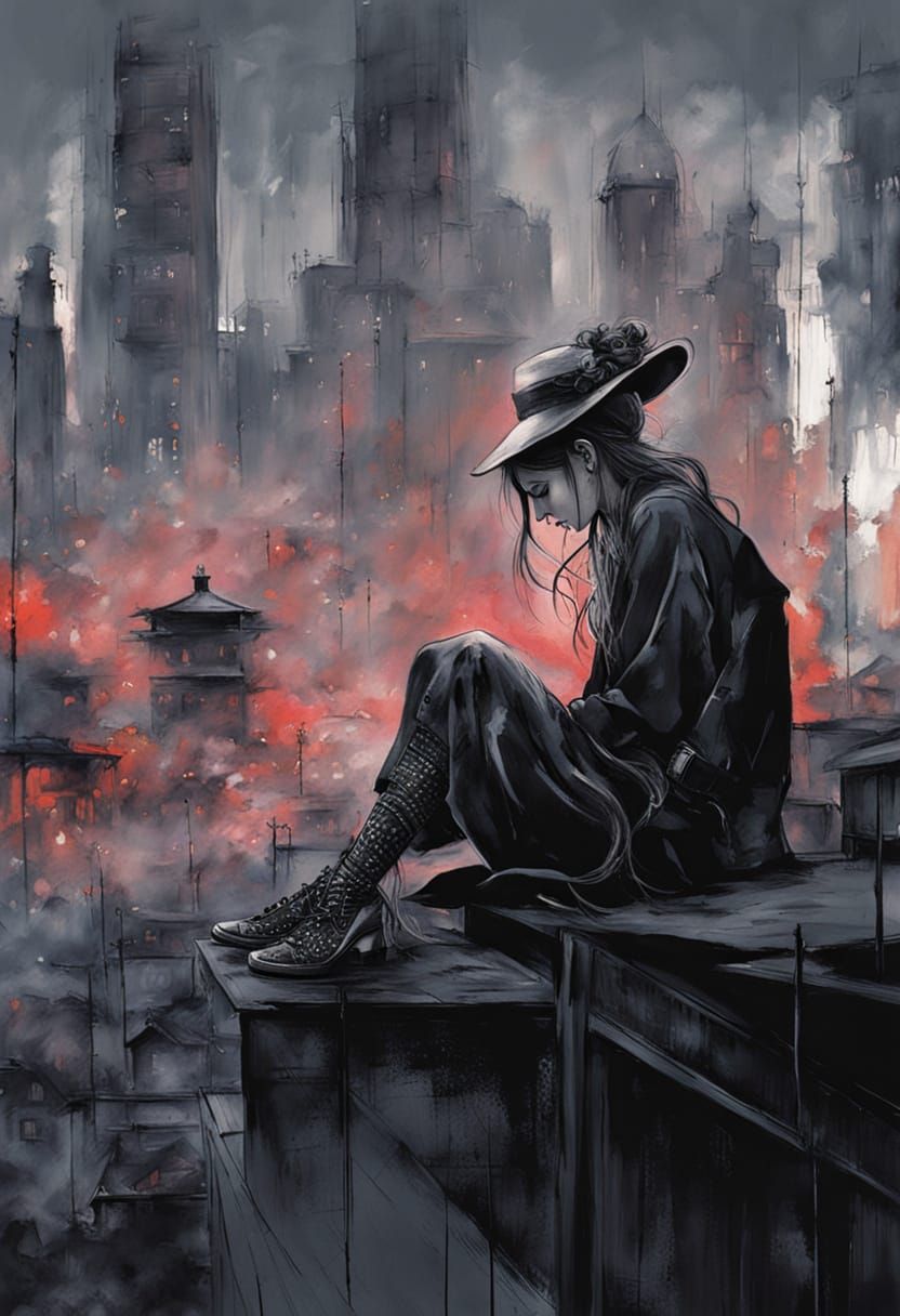 Dramatic Silhouettes in Ink Wash Style