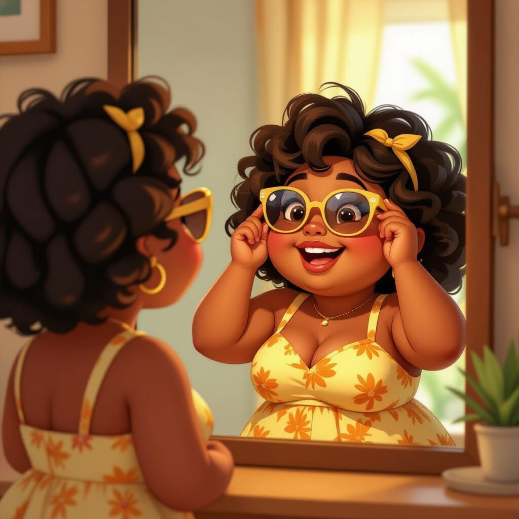 Girl with Sunglasses: Pixar-Inspired Animation Cel