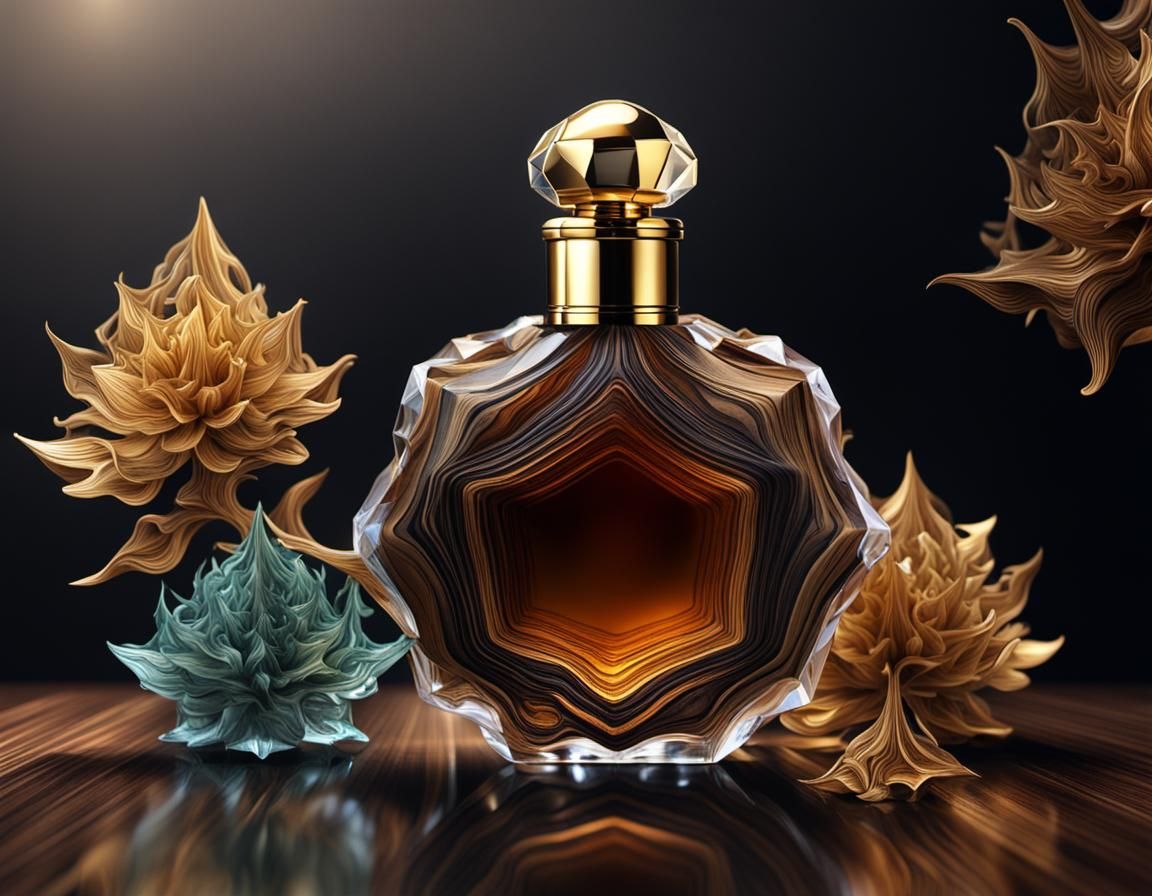 Crystal Perfume Bottle with Agarwood Oil in 3D