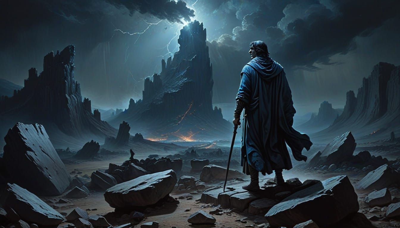 Haunted Purgatory in Dark, Expressive Brushstrokes