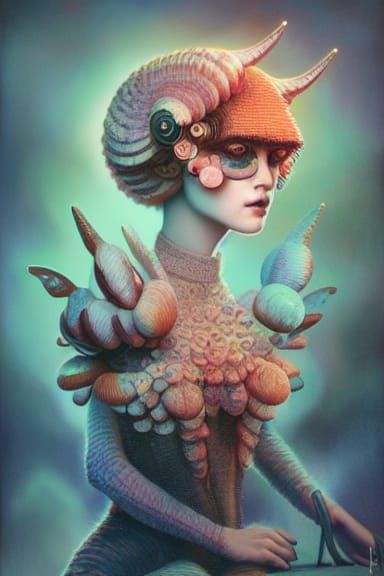 Insectoid Sheep Dog in Triadic Pastel Colors