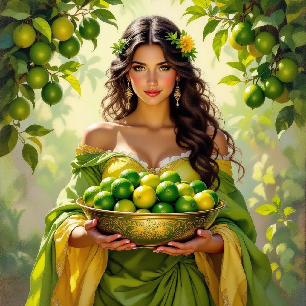 Goddess of Lime Trees in Oil Painting Style