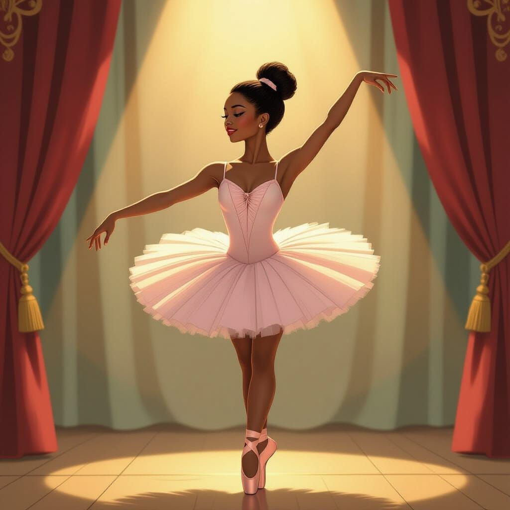 Elegant Ballerina Posing in Art Nouveau Style