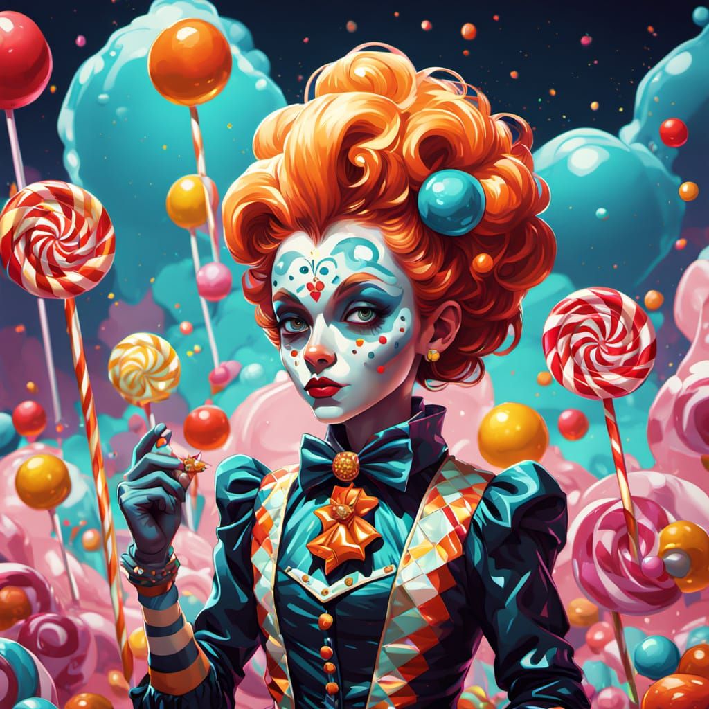 Like a Harlequin wirh a very long cigarette