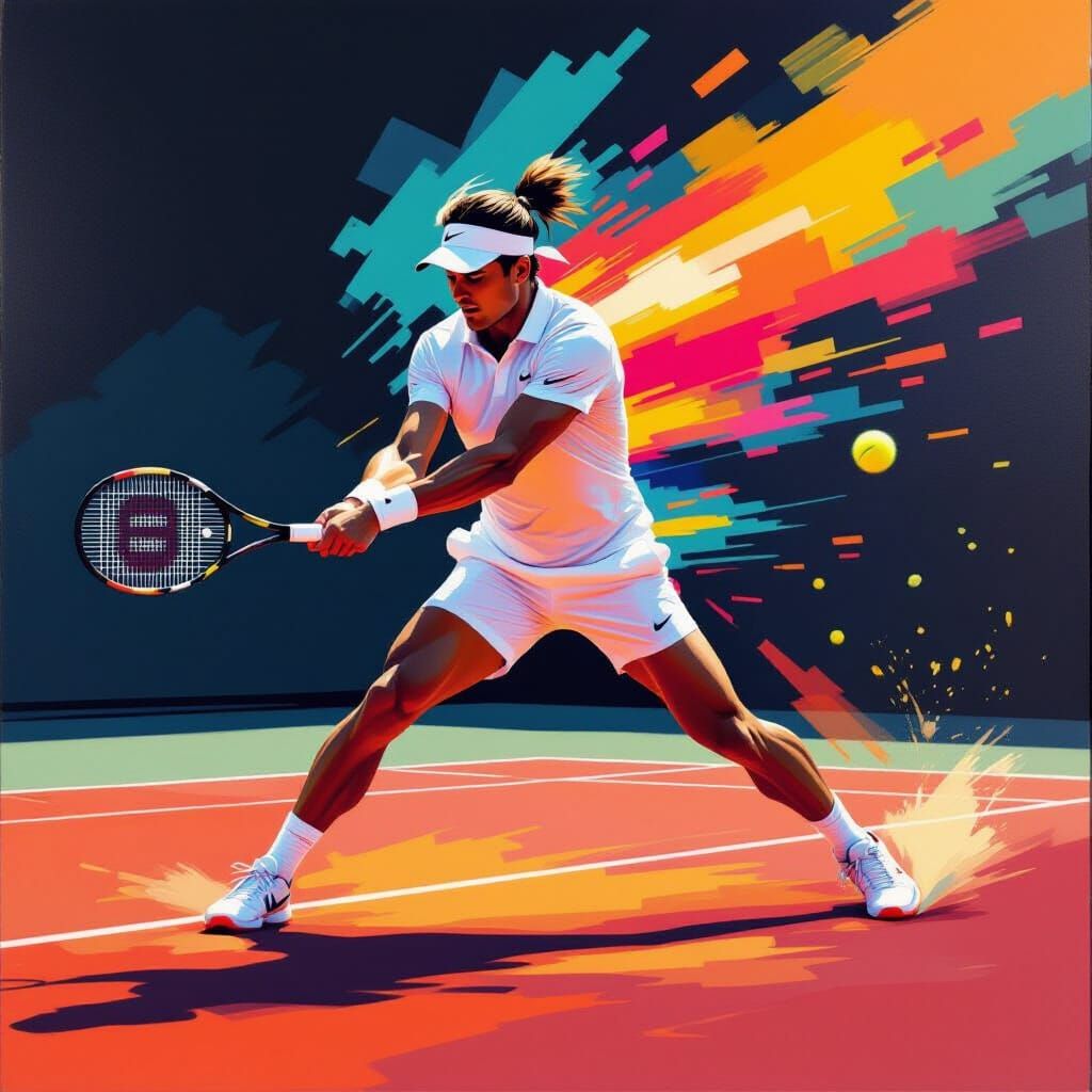 Avant-Garde Tennis Player Action Shot