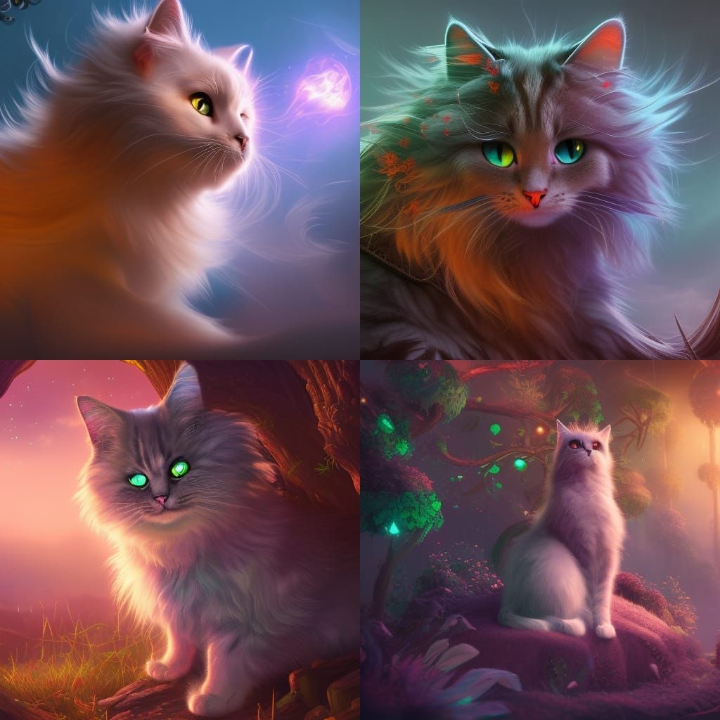 Fantastical Floofy Magical Cat in Detailed Matte Painting