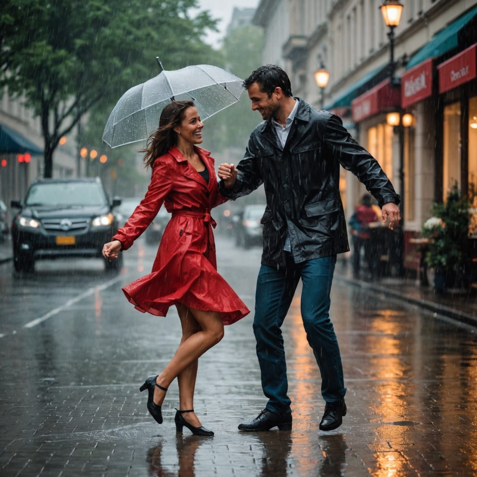 Person Dancing Joyfully in the Rain