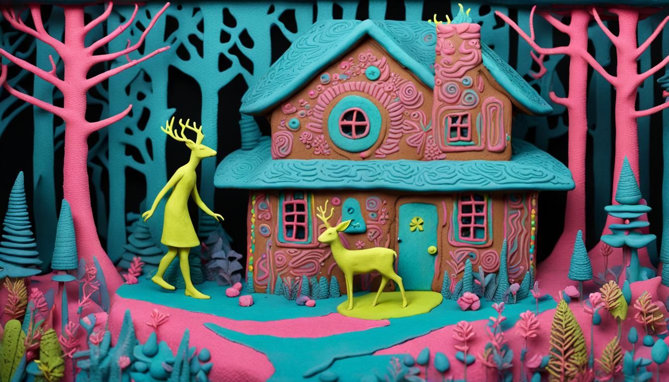 Psychedelic Witch at Gingerbread House in Art Deco