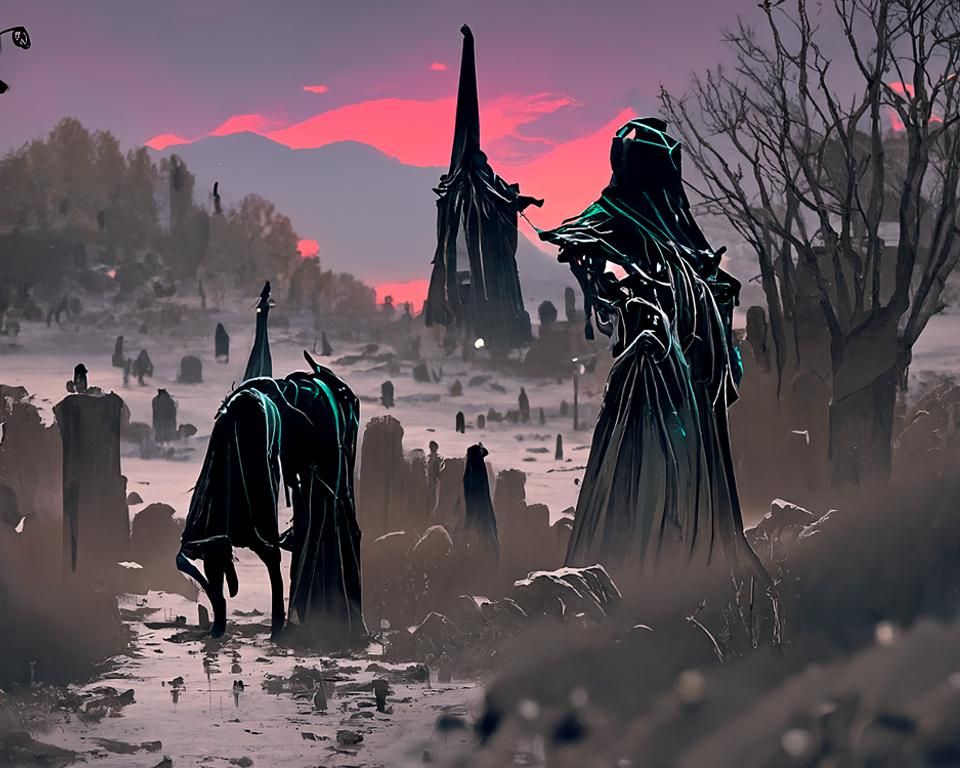 Nazgul Haunting Graveyard Digital Artwork