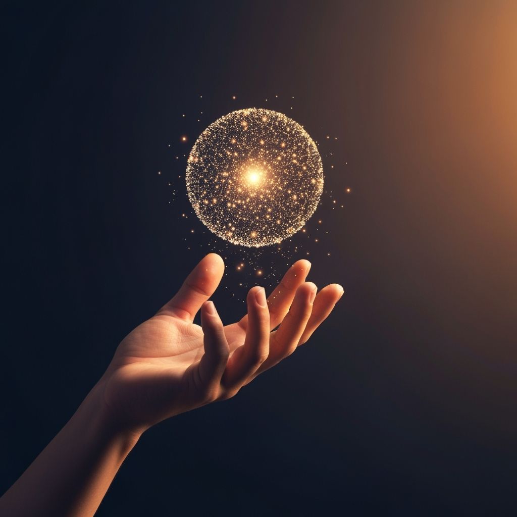 Human Hand Releases Digital Light Sphere