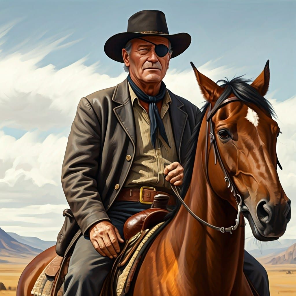 John Wayne as Rooster Cogburn in Epic Western Digital Art