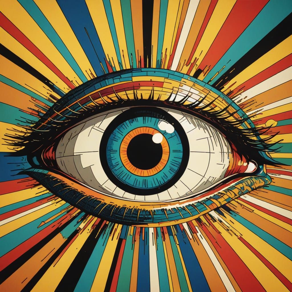 Giant Eye Emerges in Pop Art Style