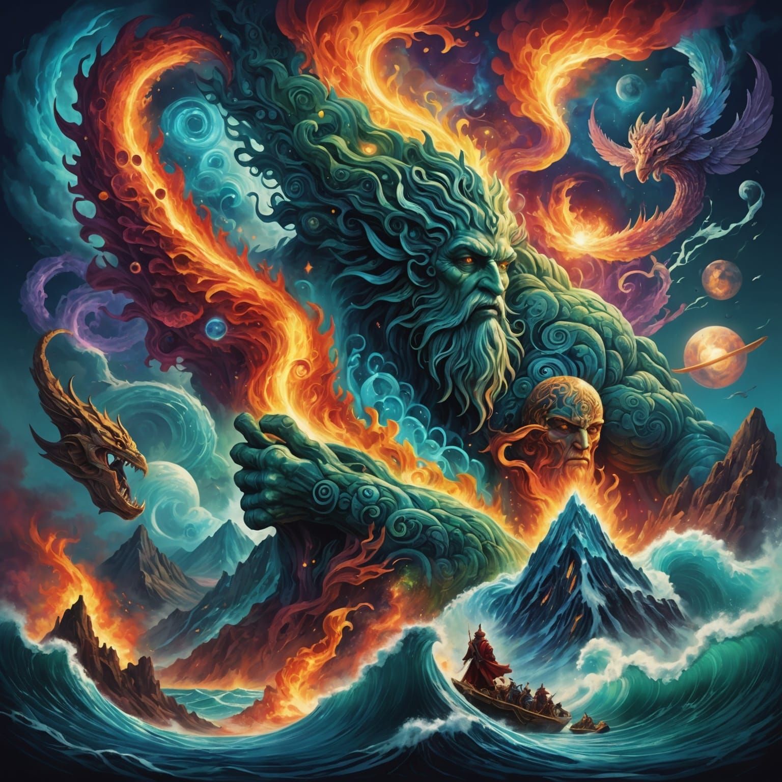 Elemental Gods: Dreamtime Guardians in Ethereal Fantasy