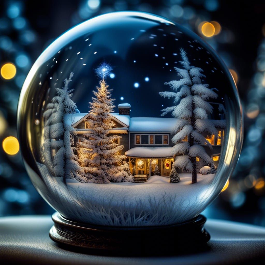 Christmas Landscape Inside Crystal Ball in HDR