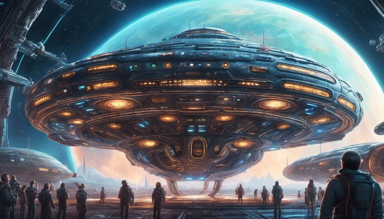 Spaceship on new Earth planet in 2140