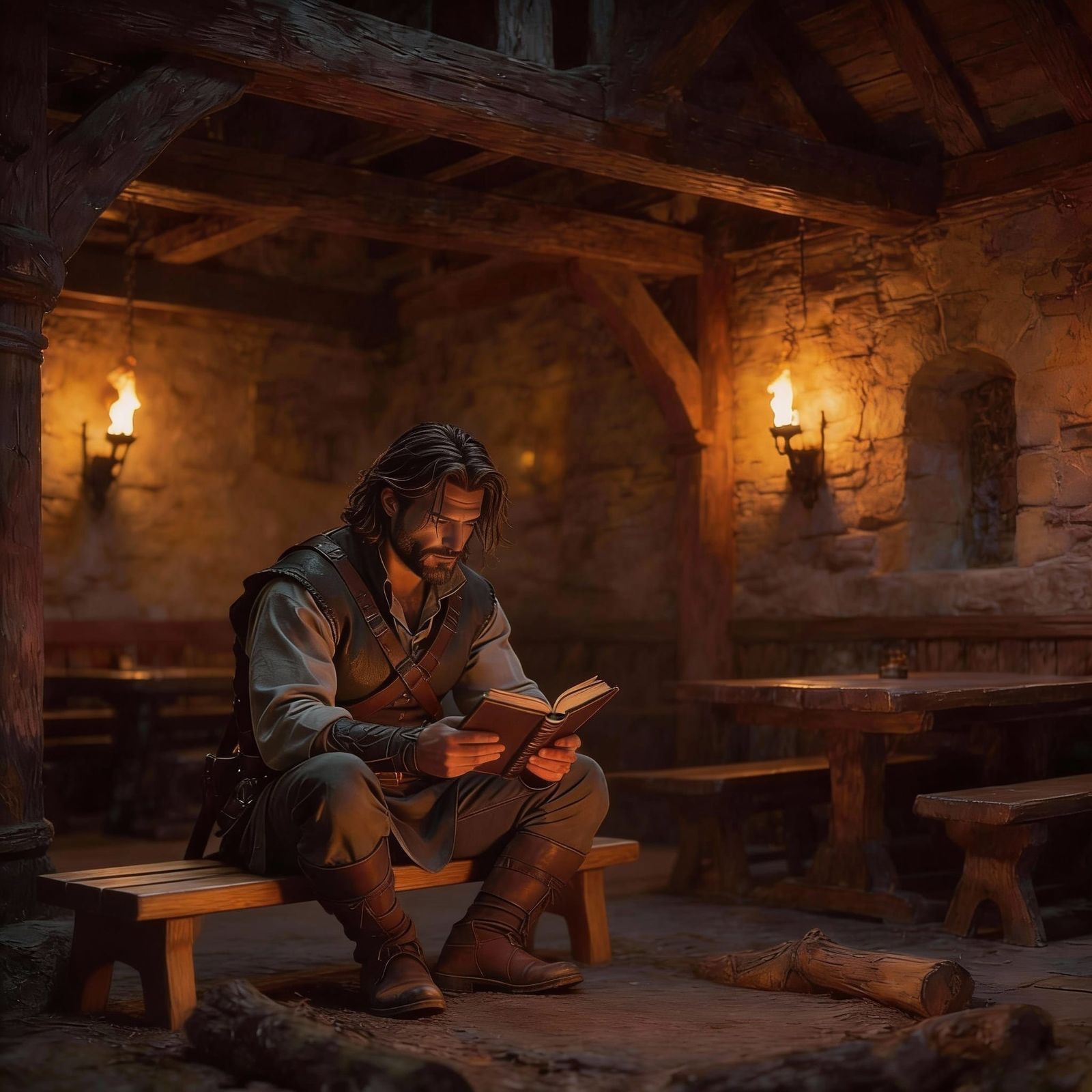 Wayfarer Conjures Blue Fire in Woodland Clearing