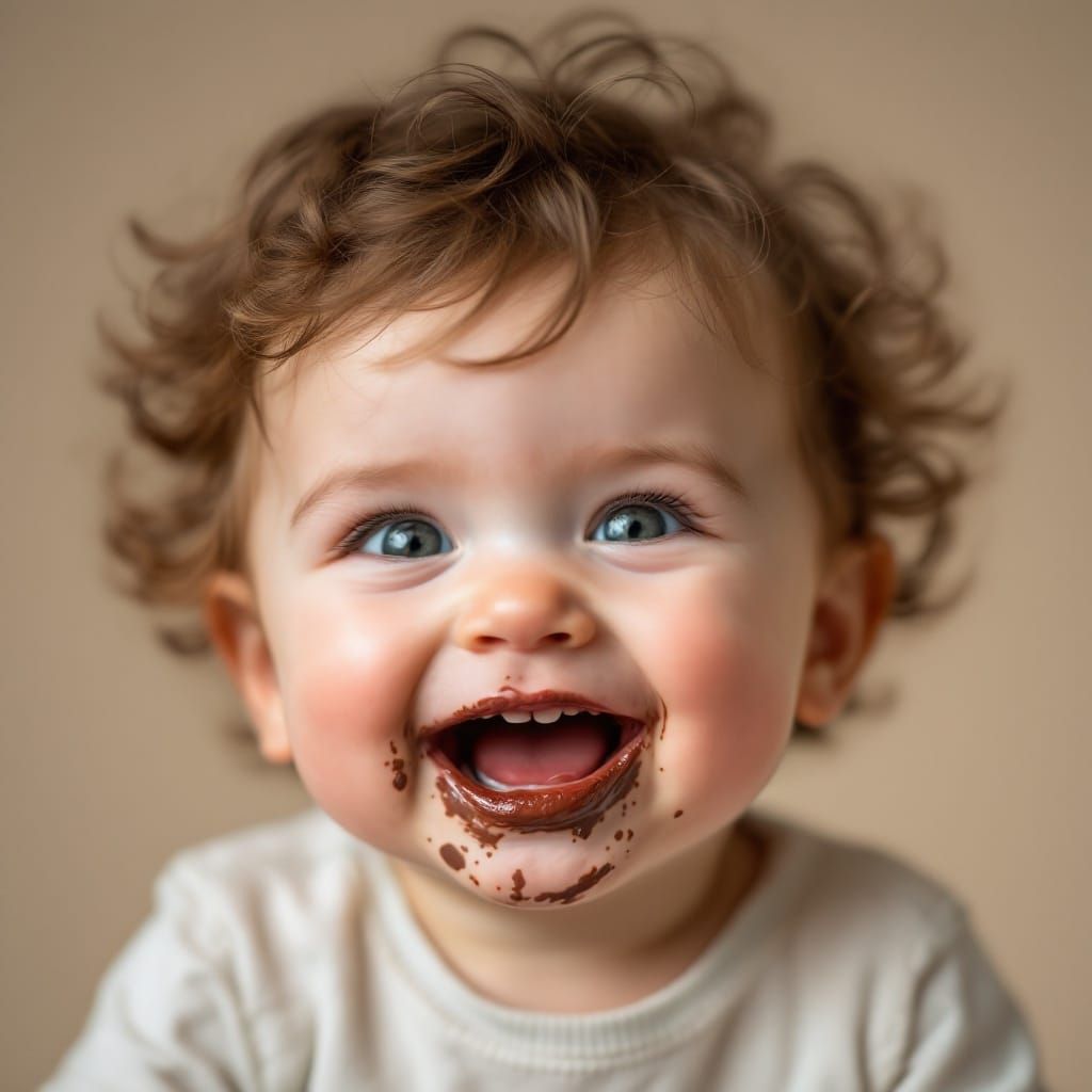 Joyful Toddler Savoring Chocolate Treat
