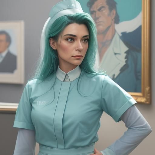 Hospital Nurse in Reception: Hyperrealistic Concept Art