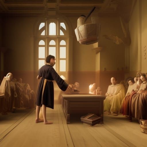 Clergyman Teaches Syllables in 18th Century Classroom