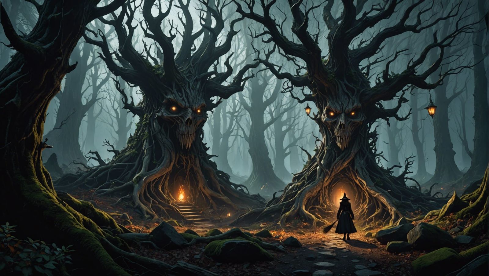 Witch in Twisted Forest: Dark Fantasy Concept Art