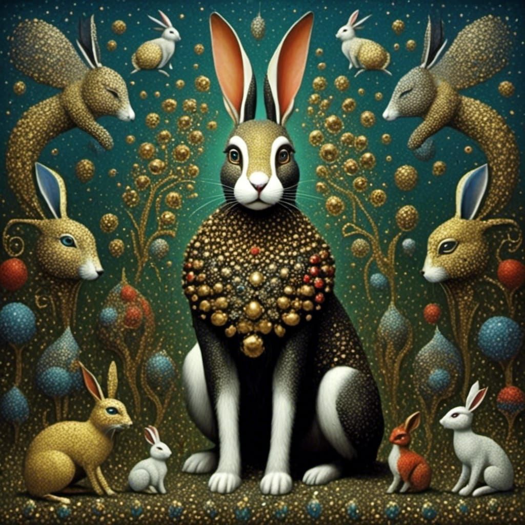 A Golden, Whimsical Rabbit World