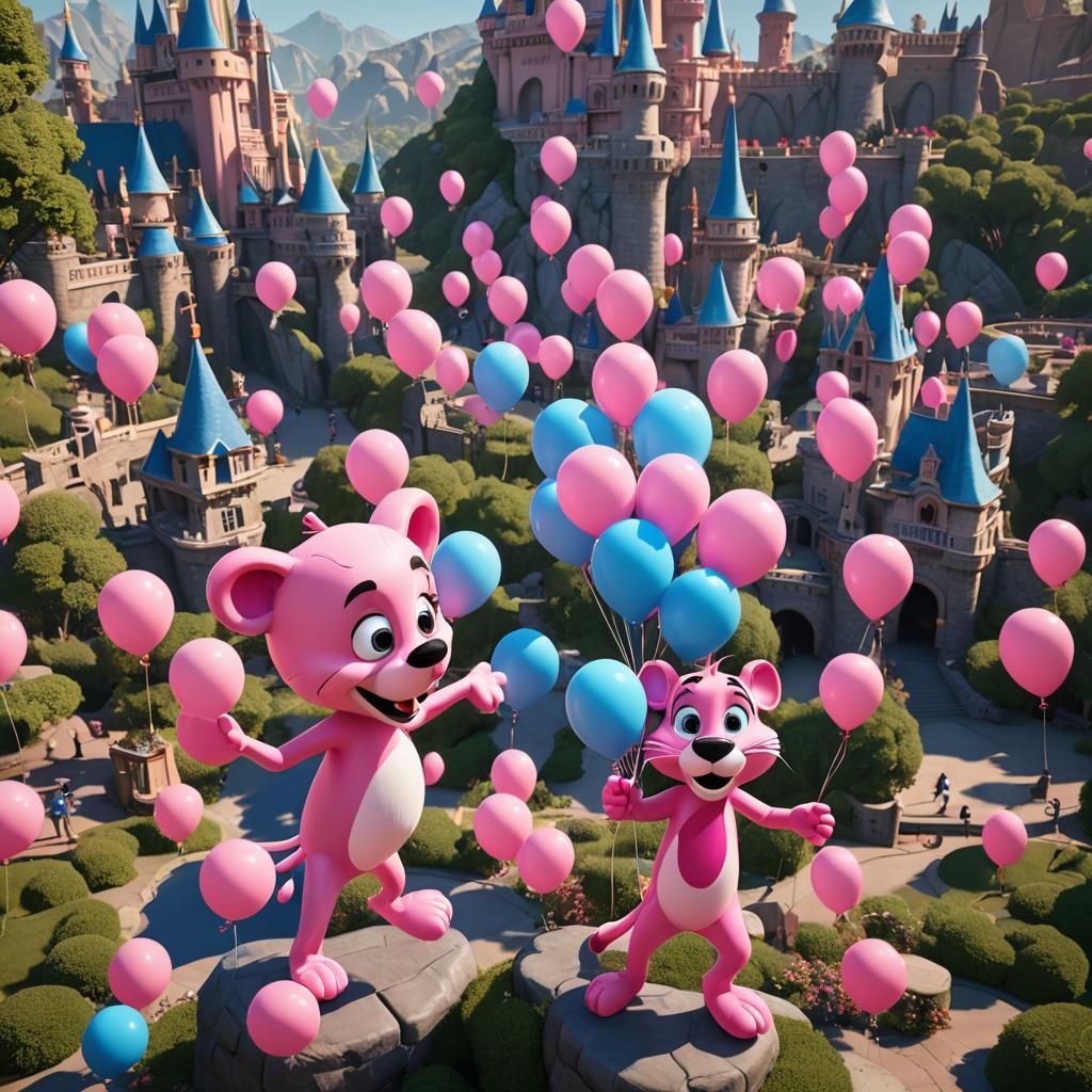 Pinko the Pink Panther at Disneyland in 3D