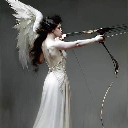Cupid Archery Angel in Expressive Watercolor Style