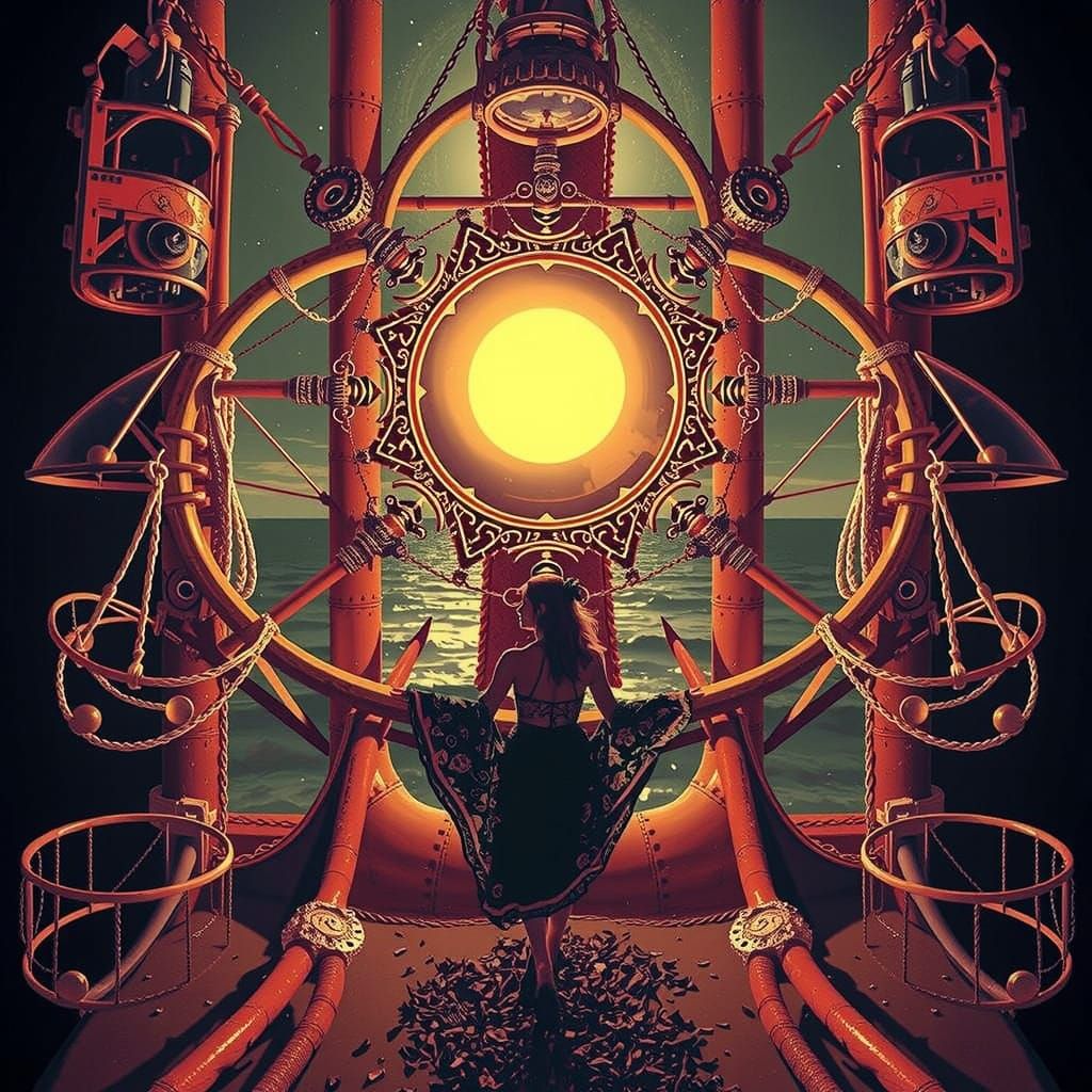 Ethereal Woman on a Lonely Moonlit Beach