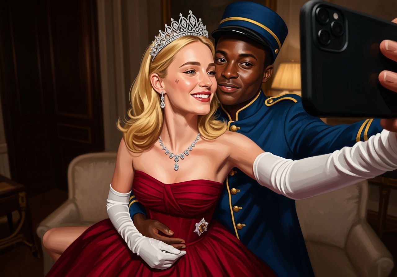 Romantic Moment: Princess and Bell Boy in Luxury Suite