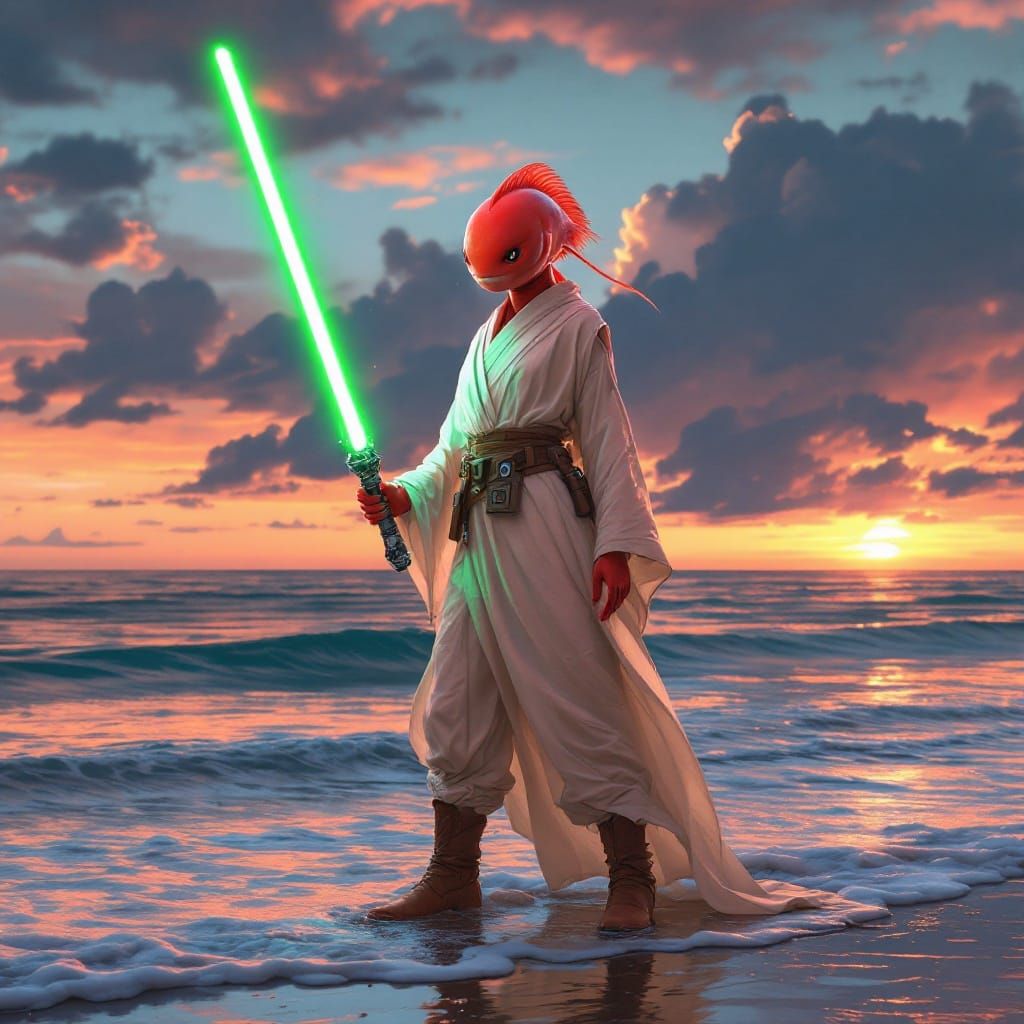 Surreal Aquatic Jedi in Ethereal Glow