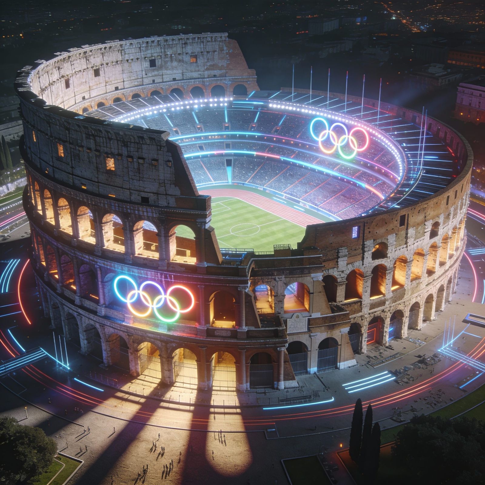 Colosseum Reimagined as Modern Olympic Stadium