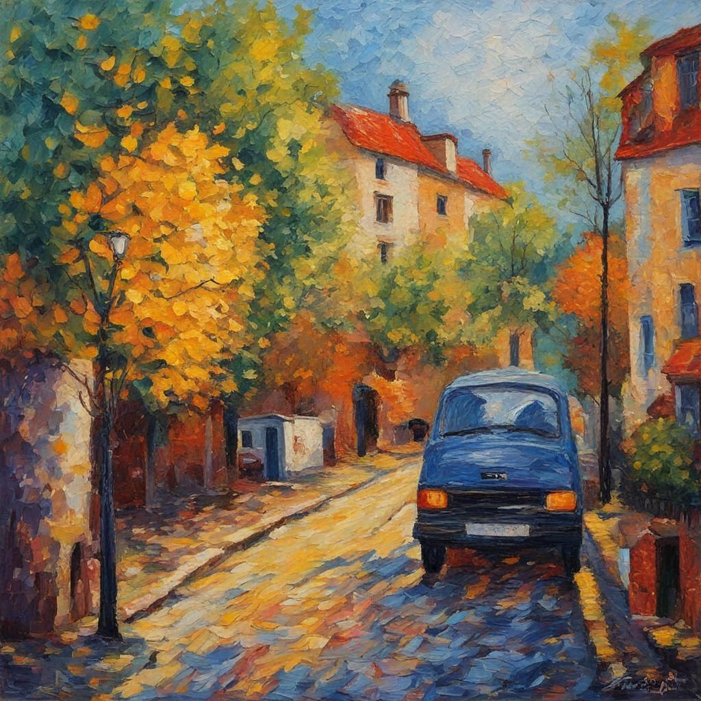 Neo-Impressionist Oil Painting with Textured Paint