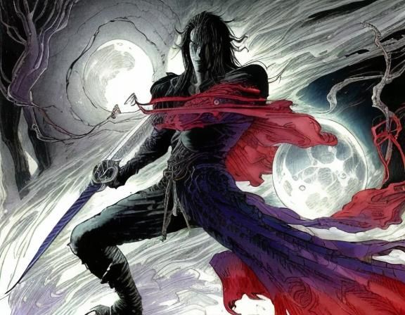 Vampire Hunter D in Cemetery, Comic Book Art