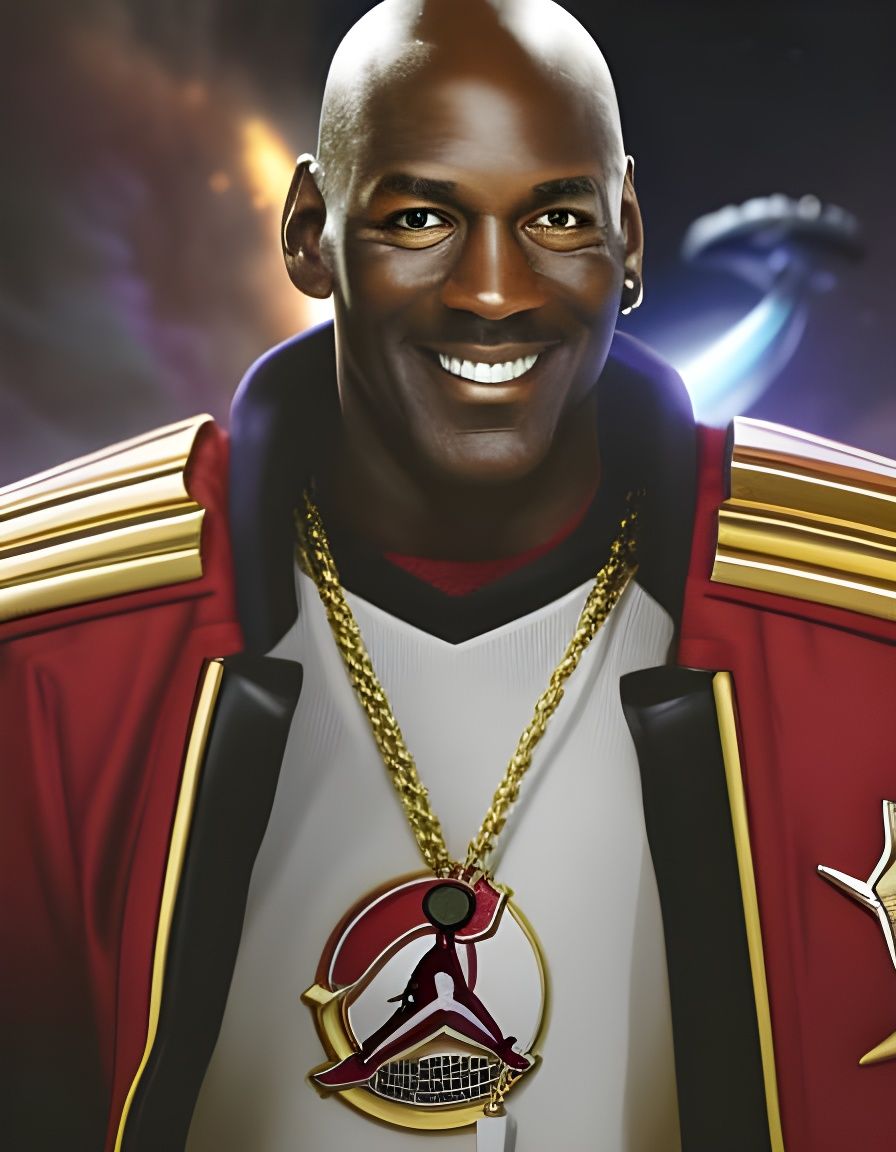 Portrait of michael jordan as Space Pirate Captain Sports champ from disney movie "Pirates of the space".  Intricate _de...