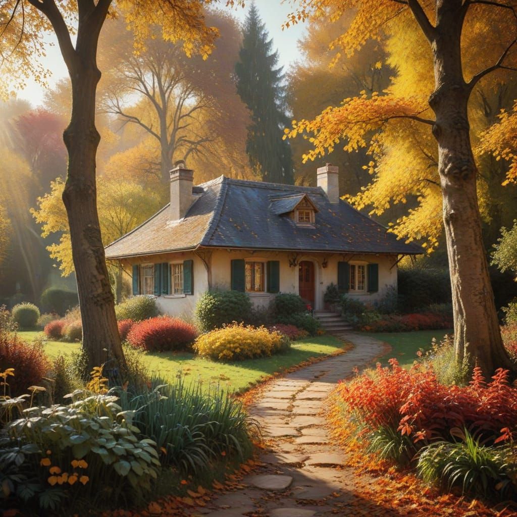 Autumnal Idyll in Impressionist Style