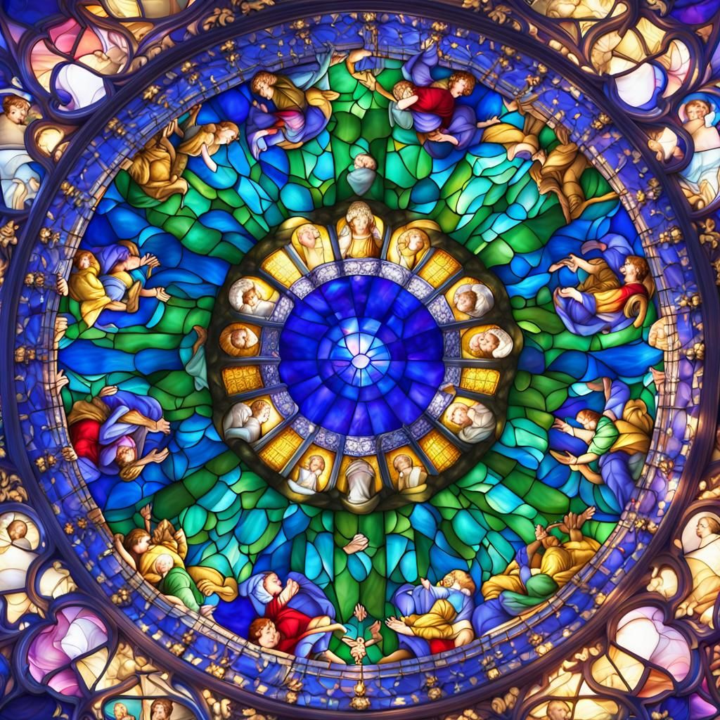 Gothic Stained Glass Window of Divine Light