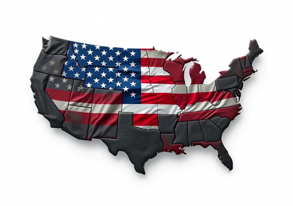 Detailed 8K Map of United States with Flag