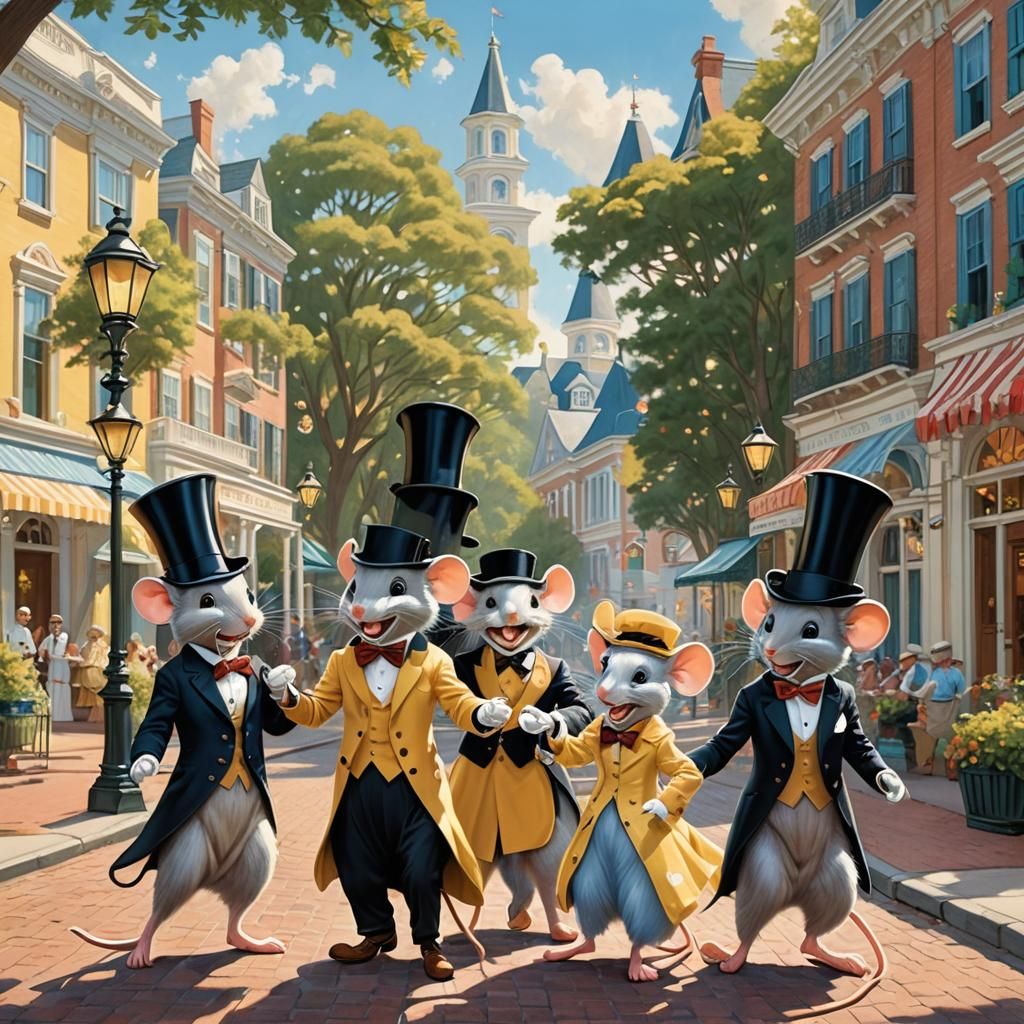 Mice Quartet Perform on Main Street USA
