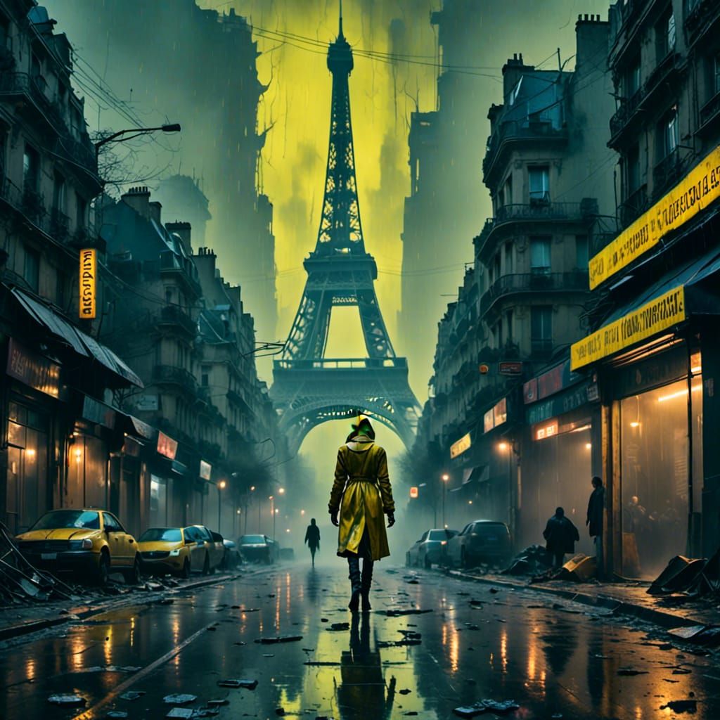 Dystopian Paris in Cyberpunk Style