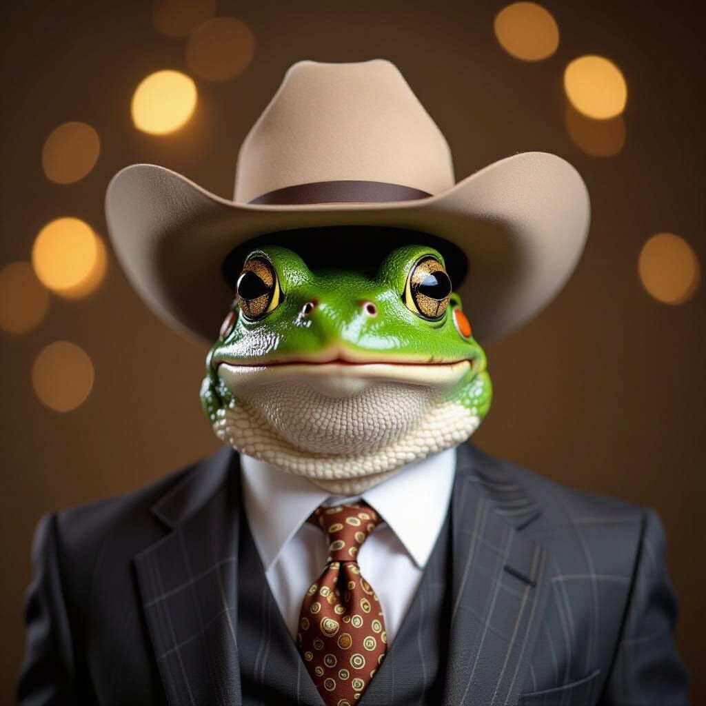 Cowboy Frog Portrait in Professional Studio Style