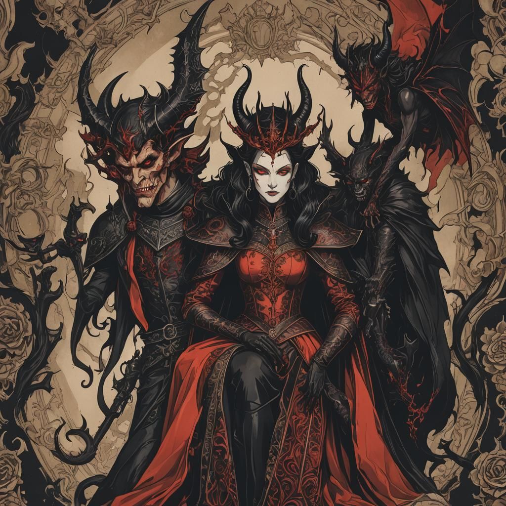 Stylized Devil and Queen Portrait