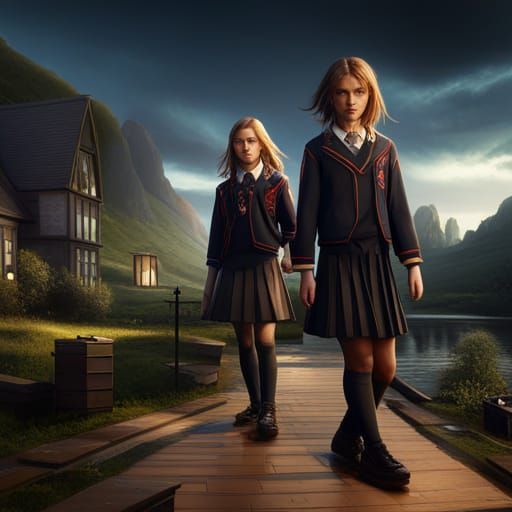 Detailed Matte Painting of School Uniform