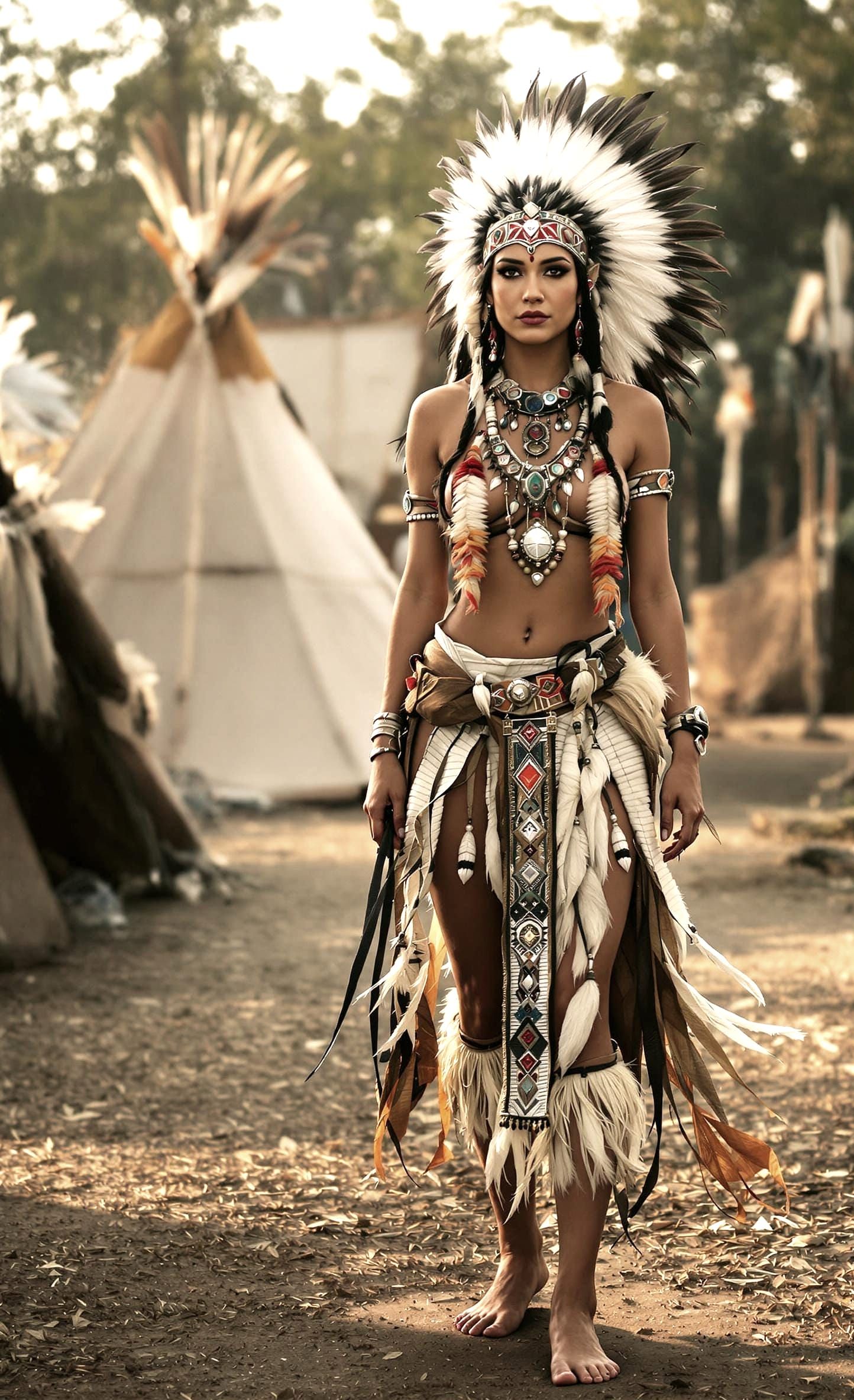 Detailed Portrait of a Native American Woman