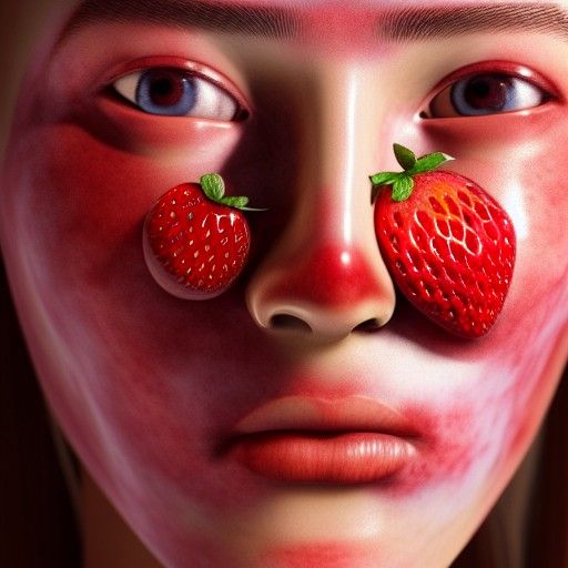 Strawberry Girl with Hyperrealistic Skin Texture