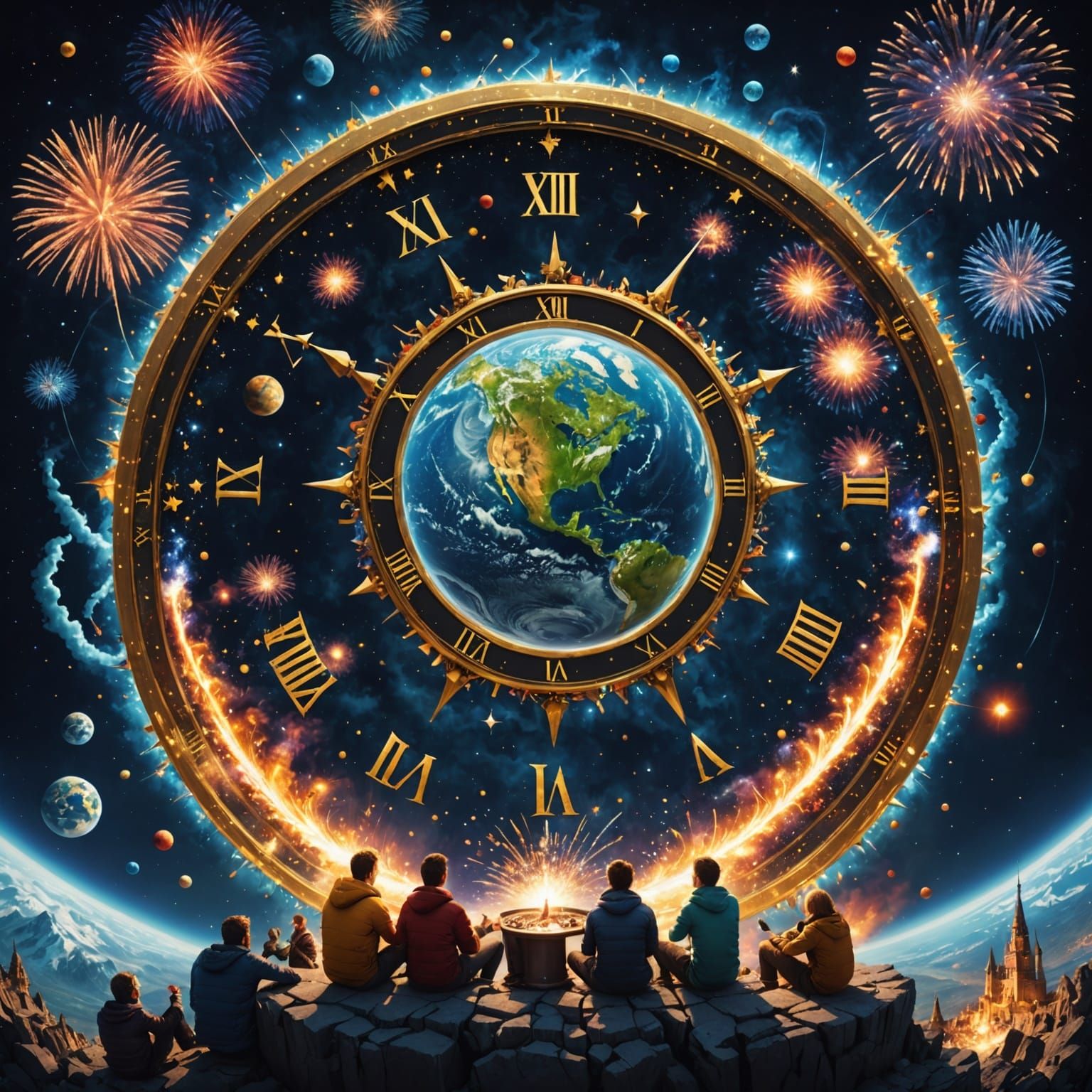 Cosmic New Year's Celebration in a Fantastical Splash Screen